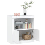 HKH Aparador Moderno de derivados de Madera, Vidrio con Luces Led 60,5 X 37 X 67 Cm - Blanco