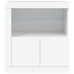 HKH Aparador Moderno de derivados de Madera, Vidrio con Luces Led 60,5 X 37 X 67 Cm - Blanco