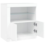 HKH Aparador Moderno de derivados de Madera, Vidrio con Luces Led 60,5 X 37 X 67 Cm - Blanco