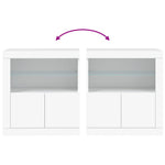 HKH Aparador Moderno de derivados de Madera, Vidrio con Luces Led 60,5 X 37 X 67 Cm - Blanco