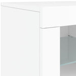 HKH Aparador Moderno de derivados de Madera, Vidrio con Luces Led 60,5 X 37 X 67 Cm - Blanco
