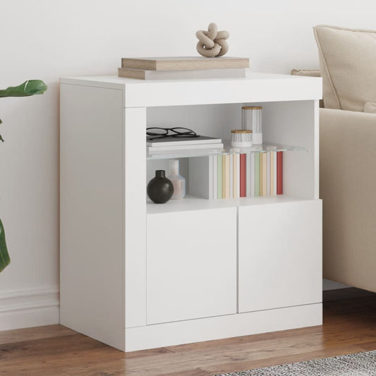 HKH Aparador Moderno em derivados de Madeira, Vidro com Luzes Led 60,5 X 37 X 67 Cm - Branco