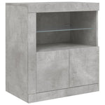 HKH Aparador Moderno em derivados de Madeira, Vidro com Luzes Led 60,5 X 37 X 67 Cm - Cinzento-Cimento
