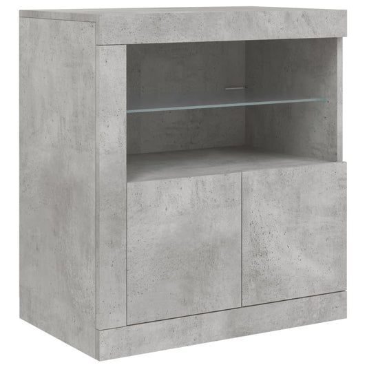 HKH Aparador Moderno em derivados de Madeira, Vidro com Luzes Led 60,5 X 37 X 67 Cm - Cinzento-Cimento