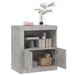HKH Aparador Moderno em derivados de Madeira, Vidro com Luzes Led 60,5 X 37 X 67 Cm - Cinzento-Cimento