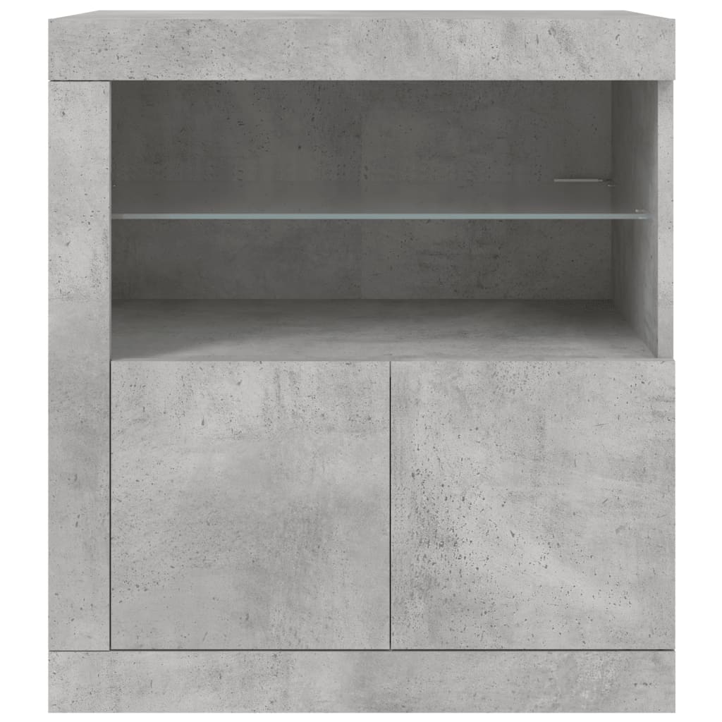 HKH Aparador Moderno em derivados de Madeira, Vidro com Luzes Led 60,5 X 37 X 67 Cm - Cinzento-Cimento