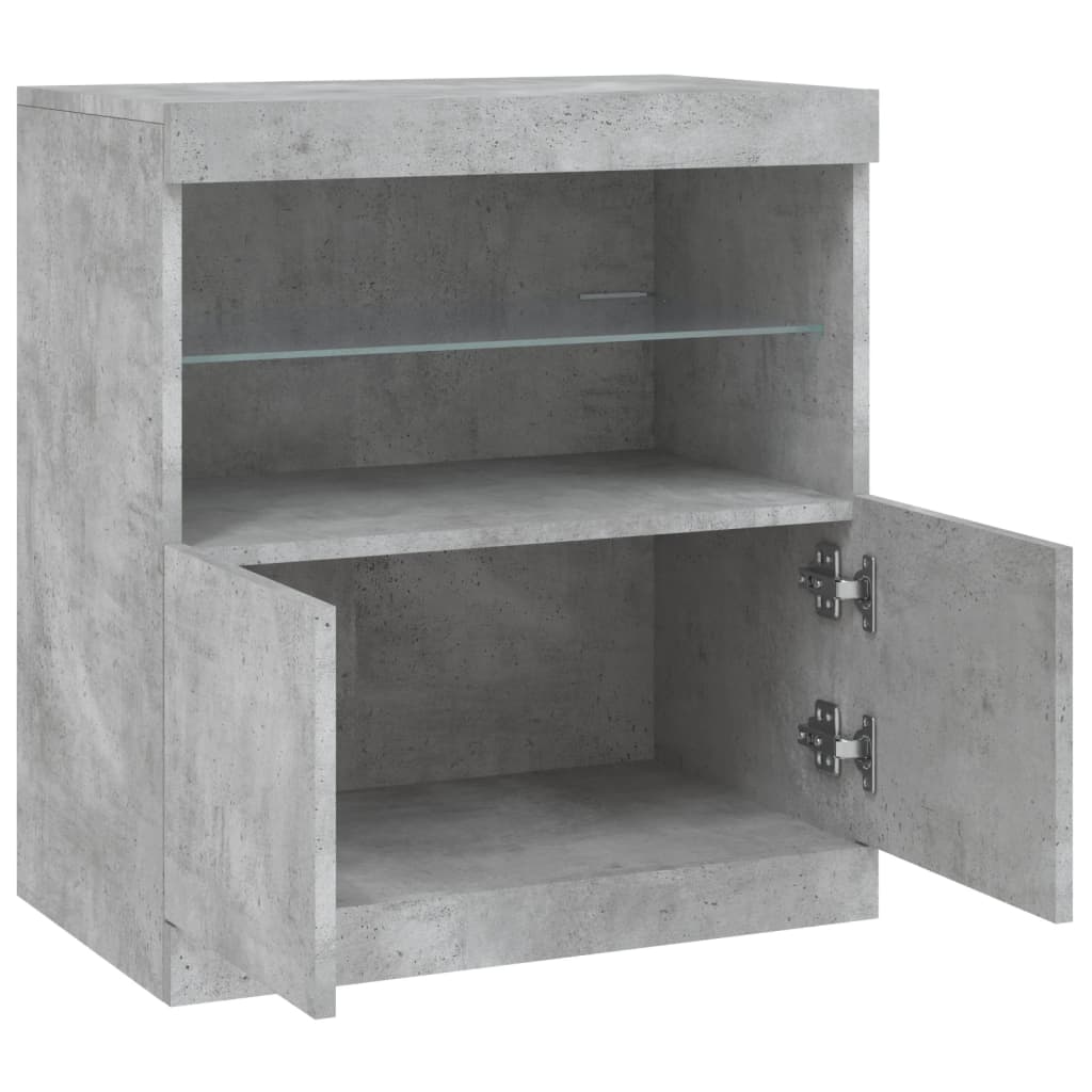 HKH Aparador Moderno em derivados de Madeira, Vidro com Luzes Led 60,5 X 37 X 67 Cm - Cinzento-Cimento