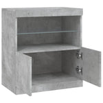 HKH Aparador Moderno em derivados de Madeira, Vidro com Luzes Led 60,5 X 37 X 67 Cm - Cinzento-Cimento