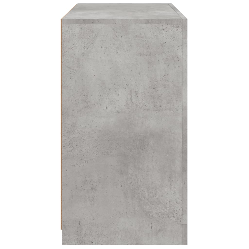 HKH Aparador Moderno em derivados de Madeira, Vidro com Luzes Led 60,5 X 37 X 67 Cm - Cinzento-Cimento
