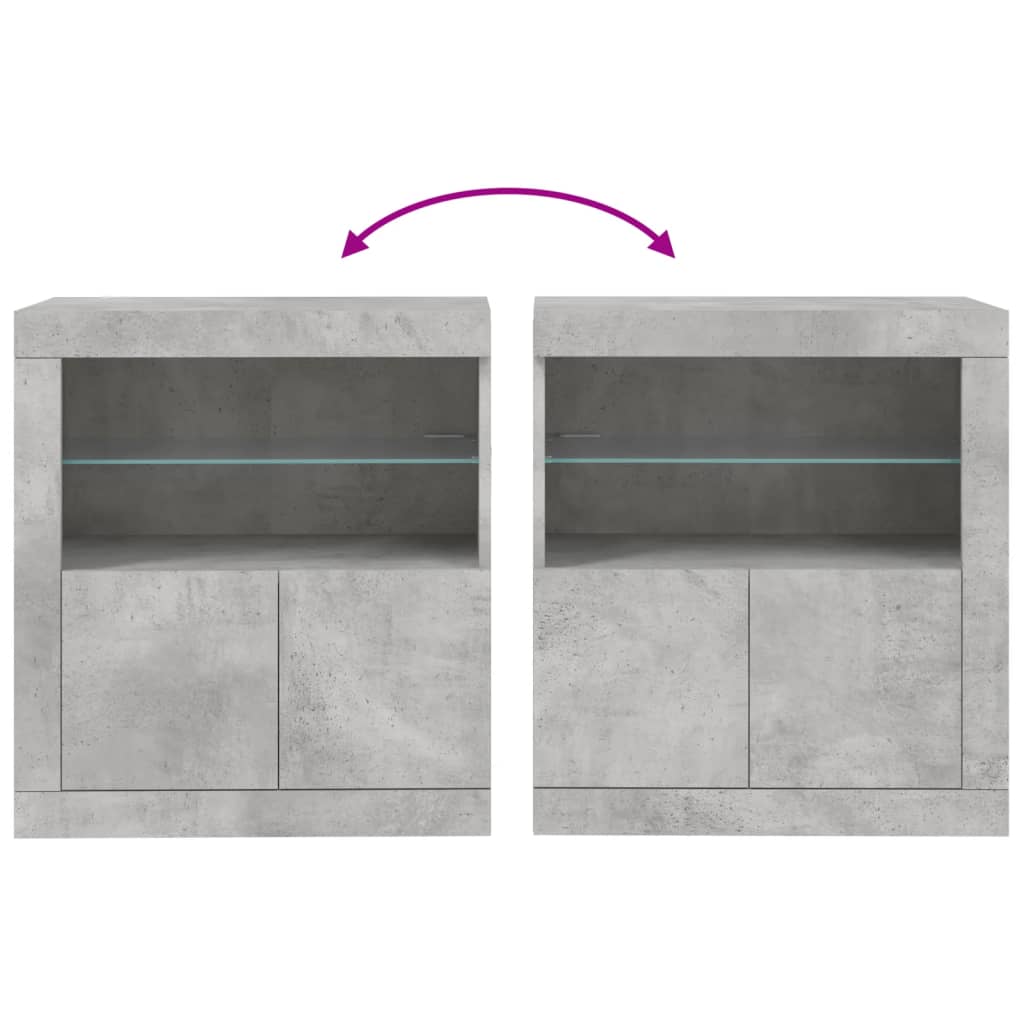 HKH Aparador Moderno em derivados de Madeira, Vidro com Luzes Led 60,5 X 37 X 67 Cm - Cinzento-Cimento
