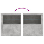 HKH Aparador Moderno em derivados de Madeira, Vidro com Luzes Led 60,5 X 37 X 67 Cm - Cinzento-Cimento