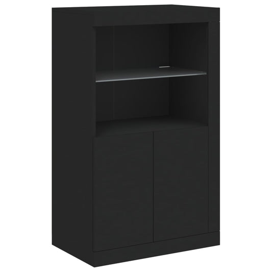HKH Armário de Apoio com Luzes LED - Preto
