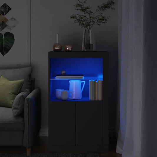 HKH Armário de Apoio com Luzes LED - Preto