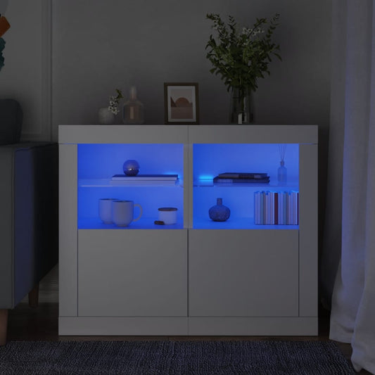 HKH Móveis de Apoio C/ Luzes LED 2 Peças - Branco