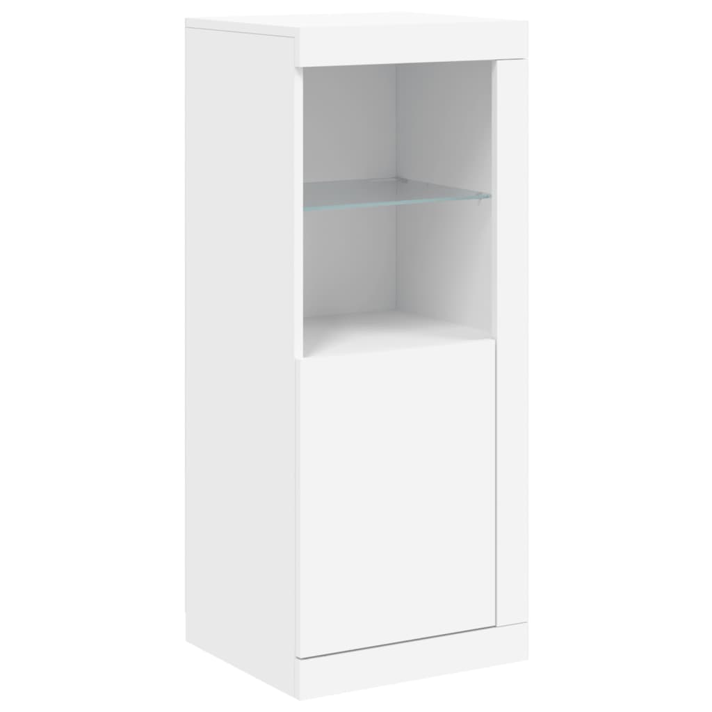 Aparador Alto HKH en derivados de Madera, Vidrio con Luces Led 41 X 37 X 100 Cm - Blanco