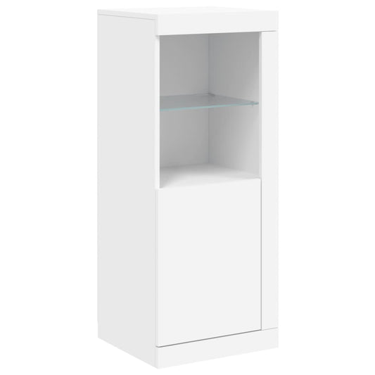 HKH Aparador Alto em derivados de Madeira, Vidro com Luzes Led 41 X 37 X 100 Cm - Branco