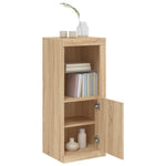 HKH Aparador Alto em derivados de Madeira, Vidro com Luzes Led 41 X 37 X 100 Cm - Carvalho Sonoma