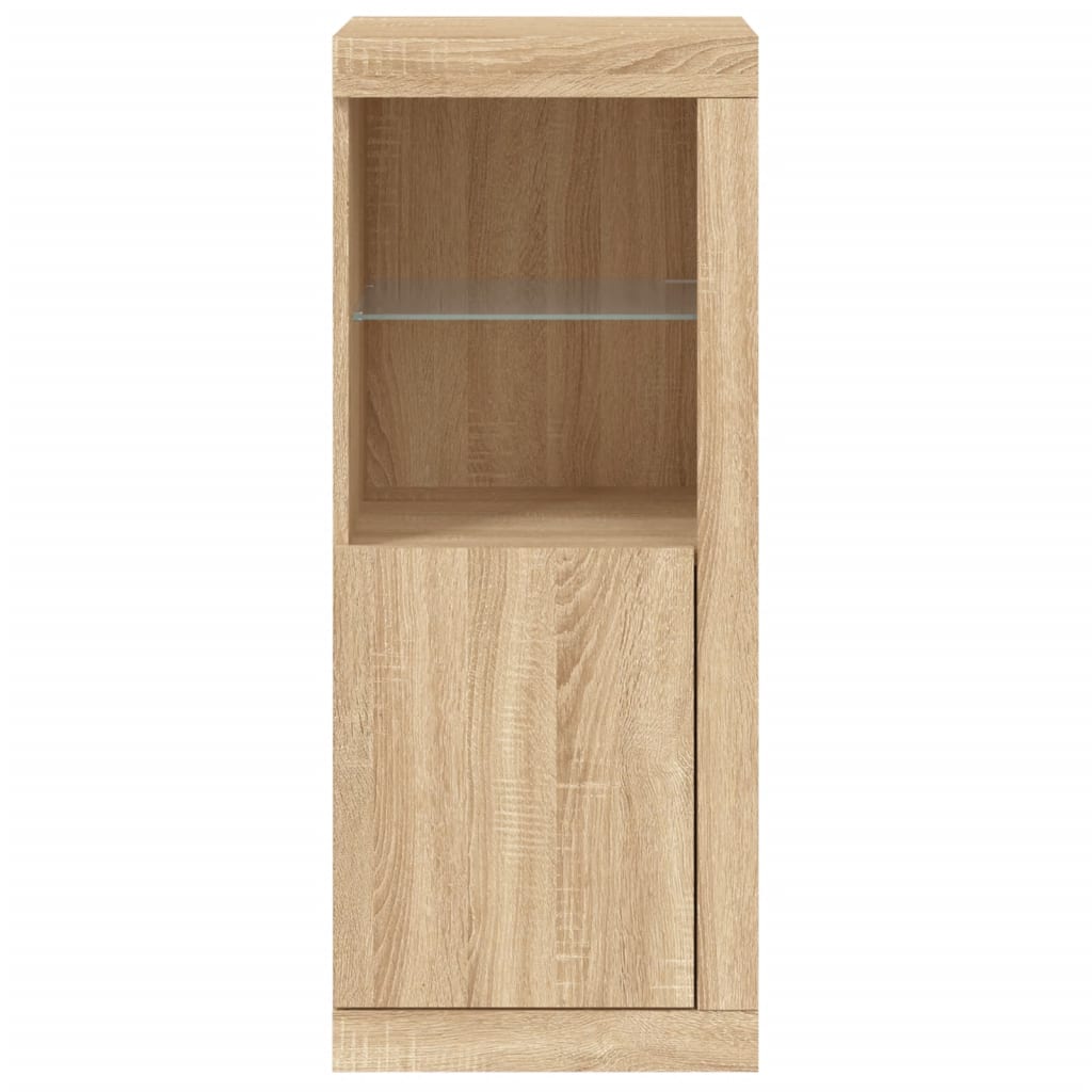 HKH Aparador Alto em derivados de Madeira, Vidro com Luzes Led 41 X 37 X 100 Cm - Carvalho Sonoma
