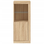 HKH Aparador Alto em derivados de Madeira, Vidro com Luzes Led 41 X 37 X 100 Cm - Carvalho Sonoma