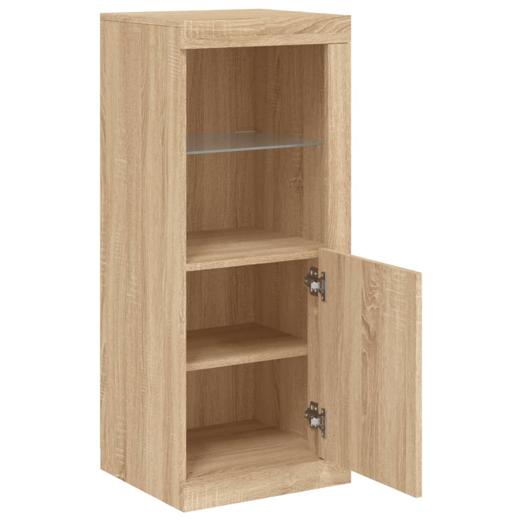 HKH Aparador Alto em derivados de Madeira, Vidro com Luzes Led 41 X 37 X 100 Cm - Carvalho Sonoma