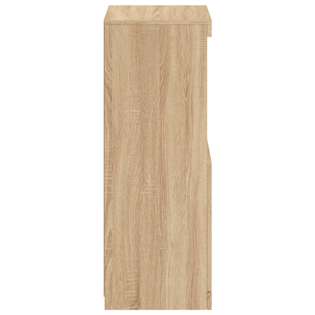 HKH Aparador Alto em derivados de Madeira, Vidro com Luzes Led 41 X 37 X 100 Cm - Carvalho Sonoma