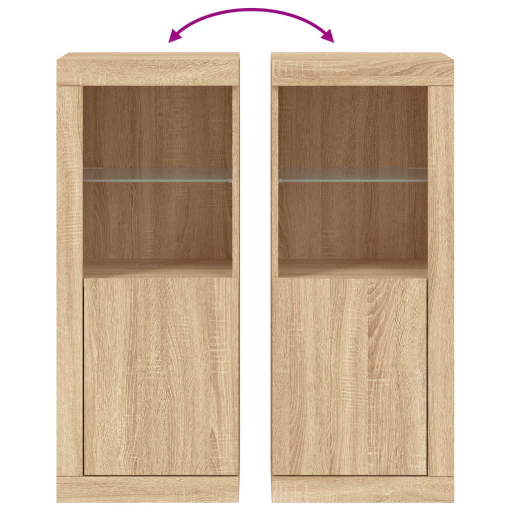 HKH Aparador Alto em derivados de Madeira, Vidro com Luzes Led 41 X 37 X 100 Cm - Carvalho Sonoma