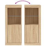 HKH Aparador Alto em derivados de Madeira, Vidro com Luzes Led 41 X 37 X 100 Cm - Carvalho Sonoma