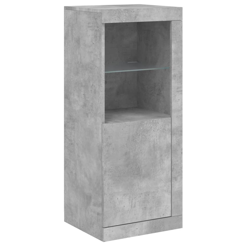 HKH Aparador Alto en derivados de Madera, Vidrio con Luces Led 41 X 37 X 100 Cm - Gris-Cemento
