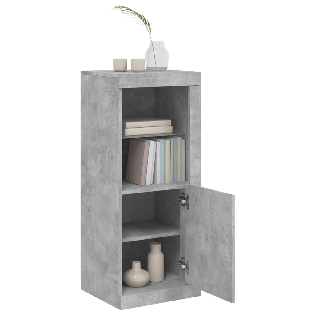 HKH Aparador Alto en derivados de Madera, Vidrio con Luces Led 41 X 37 X 100 Cm - Gris-Cemento