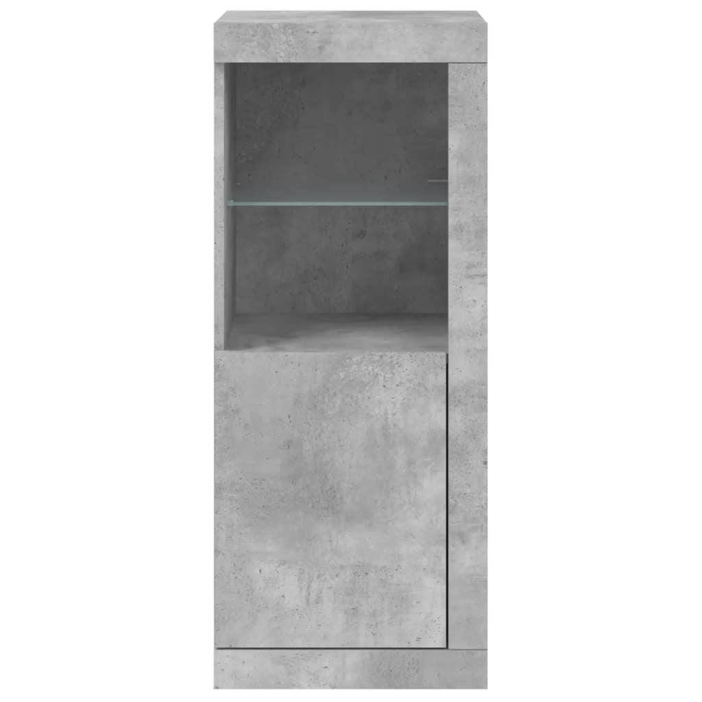 HKH Aparador Alto en derivados de Madera, Vidrio con Luces Led 41 X 37 X 100 Cm - Gris-Cemento