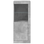 HKH Aparador Alto en derivados de Madera, Vidrio con Luces Led 41 X 37 X 100 Cm - Gris-Cemento