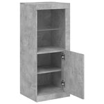 HKH Aparador Alto en derivados de Madera, Vidrio con Luces Led 41 X 37 X 100 Cm - Gris-Cemento