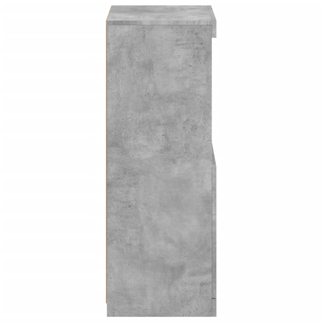 HKH Aparador Alto en derivados de Madera, Vidrio con Luces Led 41 X 37 X 100 Cm - Gris-Cemento
