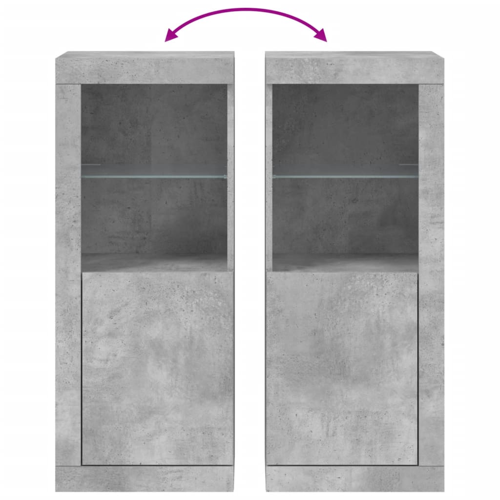 HKH Aparador Alto en derivados de Madera, Vidrio con Luces Led 41 X 37 X 100 Cm - Gris-Cemento
