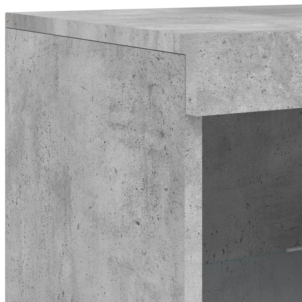 HKH Aparador Alto en derivados de Madera, Vidrio con Luces Led 41 X 37 X 100 Cm - Gris-Cemento