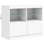 HKH Aparador Moderno em derivados de Madeira, Vidro com Luzes Led 81 X 37 X 67 Cm - Branco