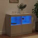 HKH Aparador Moderno em derivados de Madeira, Vidro com Luzes Led 81 X 37 X 67 Cm - Branco