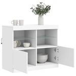 HKH Aparador Moderno em derivados de Madeira, Vidro com Luzes Led 81 X 37 X 67 Cm - Branco