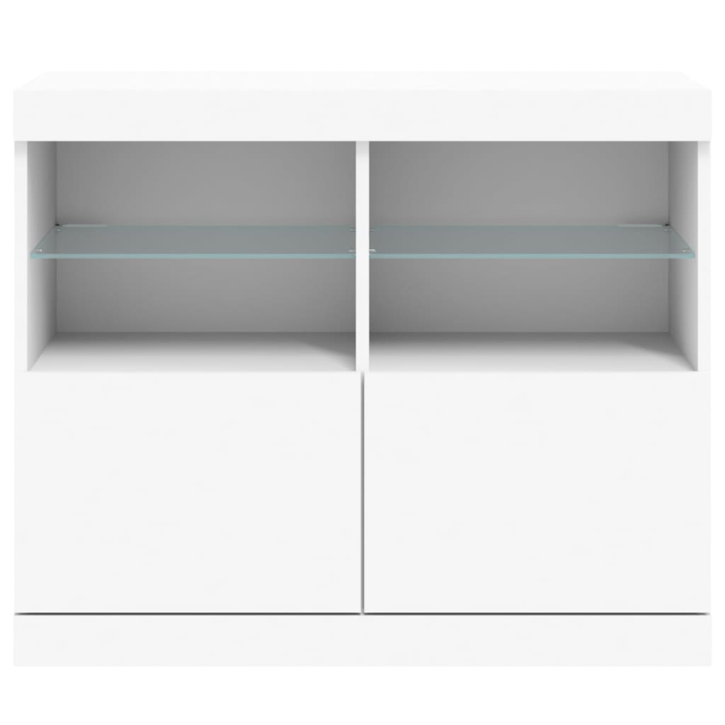 HKH Aparador Moderno em derivados de Madeira, Vidro com Luzes Led 81 X 37 X 67 Cm - Branco