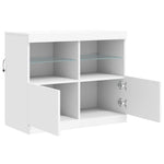HKH Aparador Moderno em derivados de Madeira, Vidro com Luzes Led 81 X 37 X 67 Cm - Branco