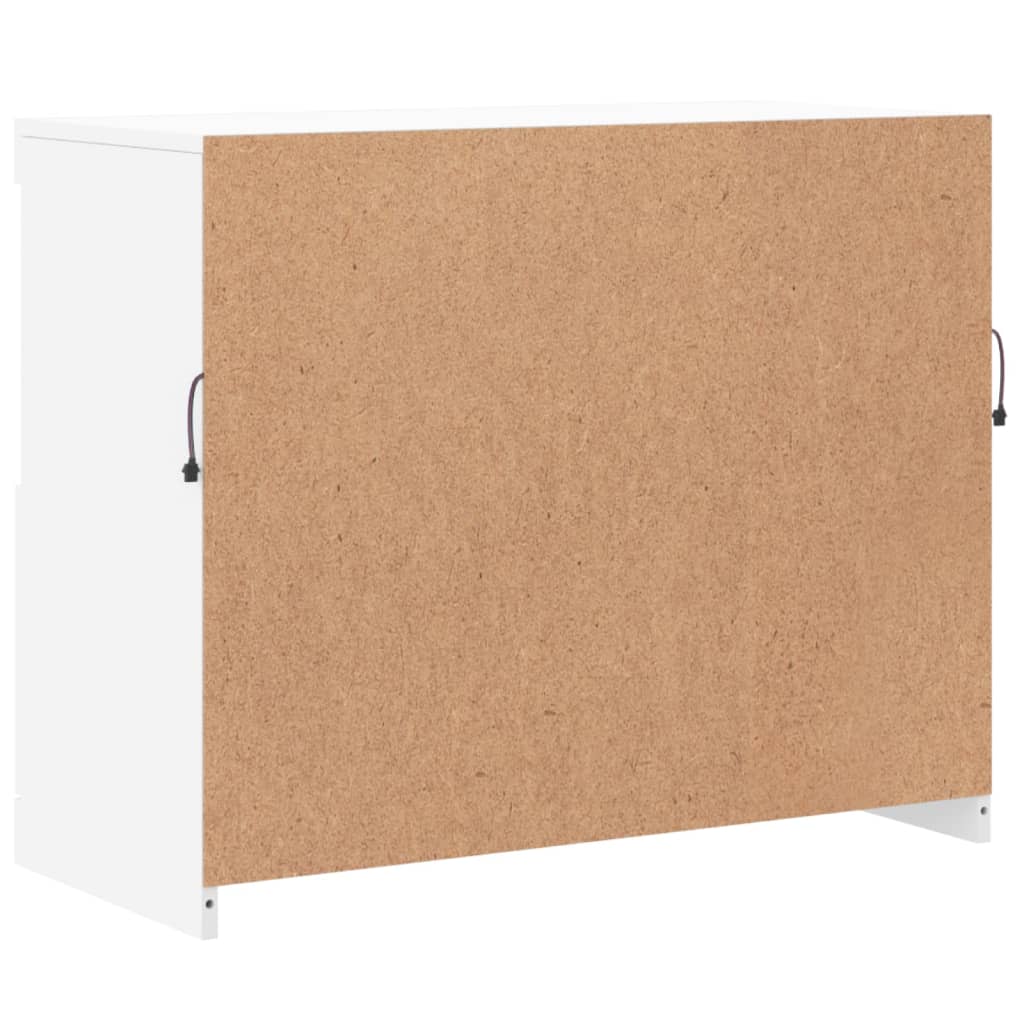HKH Aparador Moderno em derivados de Madeira, Vidro com Luzes Led 81 X 37 X 67 Cm - Branco