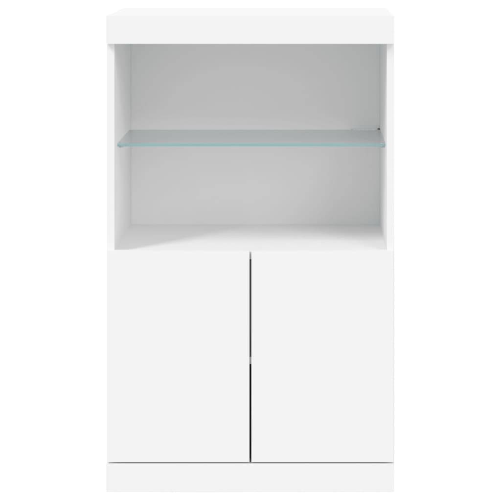 HKH Aparador Alto en derivados de Madera, Vidrio con Luces Led 60,5 X 37 X 100 Cm - Blanco