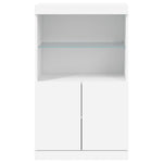 HKH Aparador Alto en derivados de Madera, Vidrio con Luces Led 60,5 X 37 X 100 Cm - Blanco