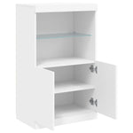 HKH Aparador Alto en derivados de Madera, Vidrio con Luces Led 60,5 X 37 X 100 Cm - Blanco