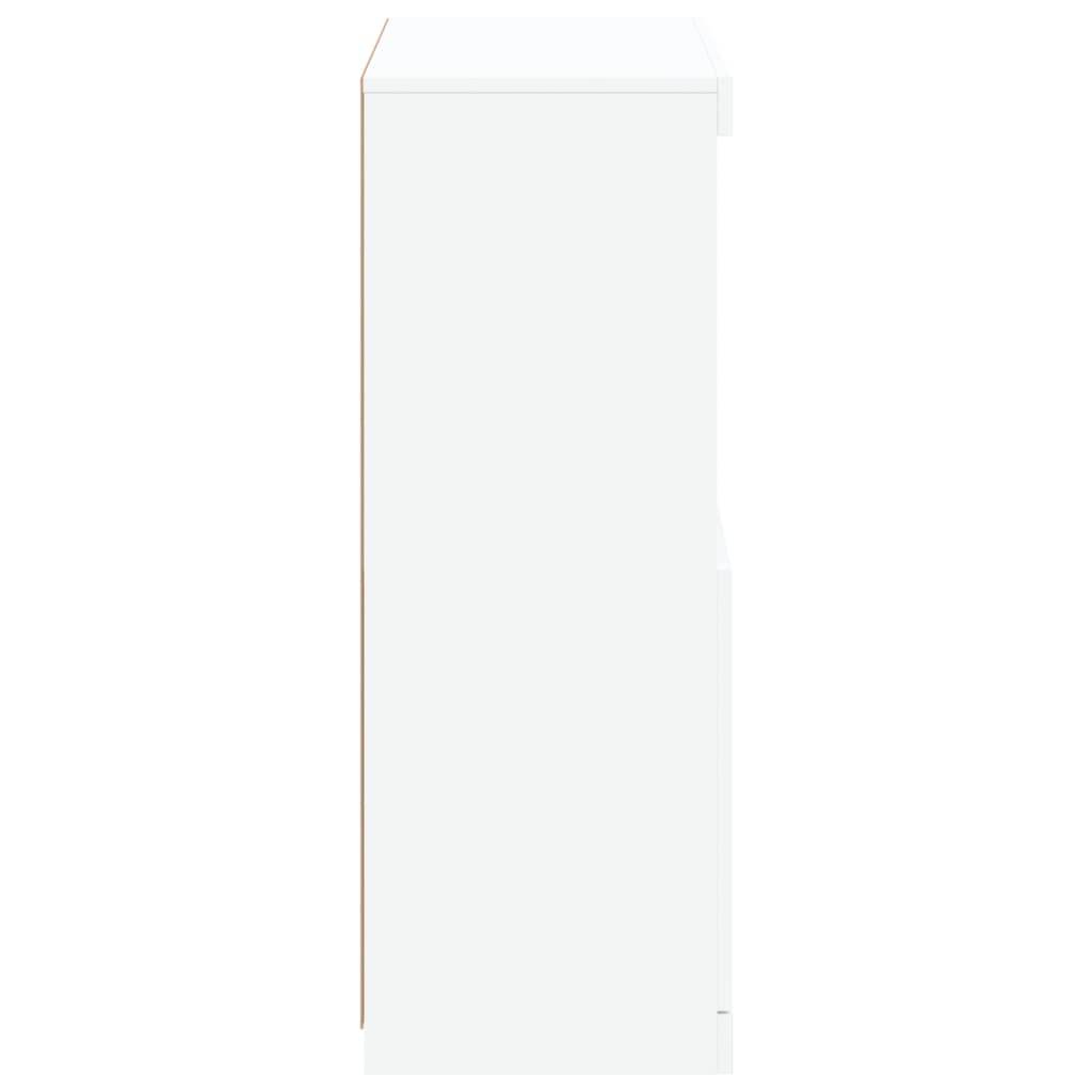 HKH Aparador Alto en derivados de Madera, Vidrio con Luces Led 60,5 X 37 X 100 Cm - Blanco