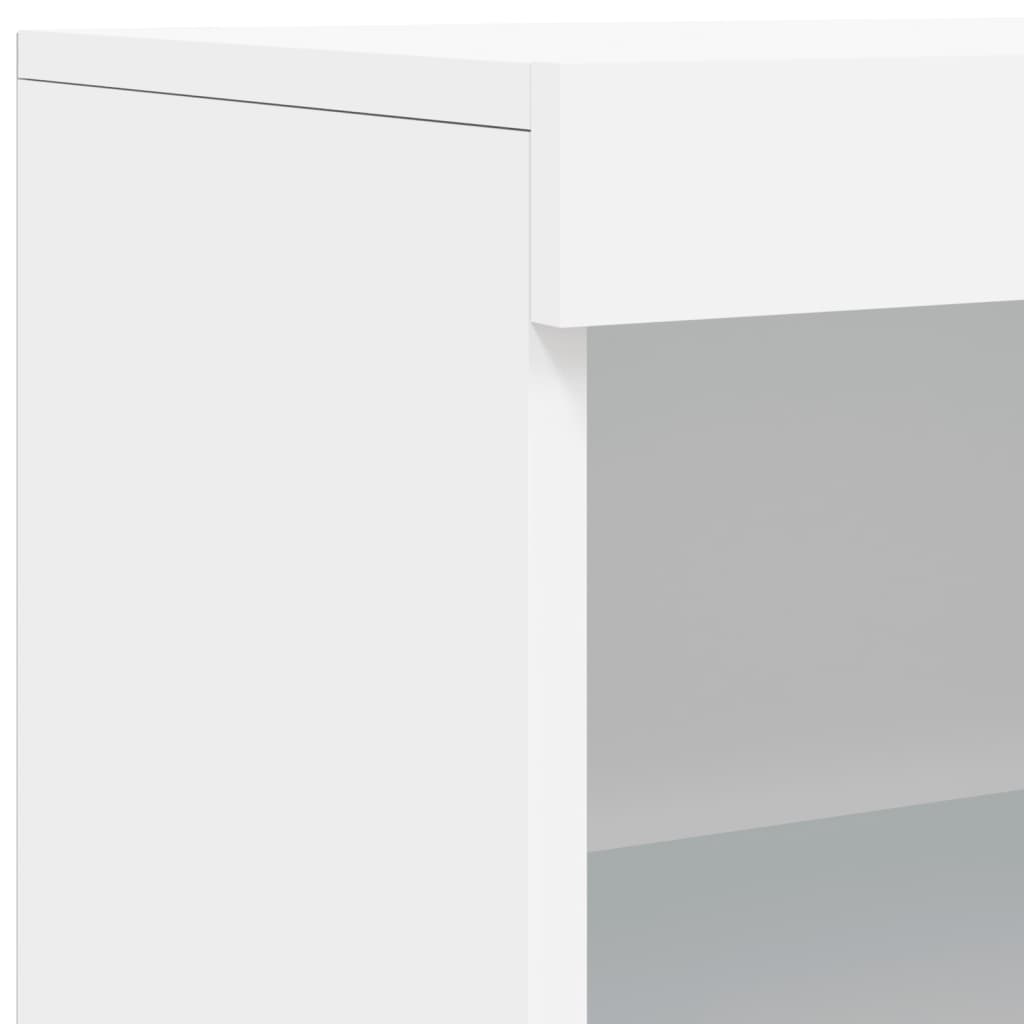 HKH Aparador Alto en derivados de Madera, Vidrio con Luces Led 60,5 X 37 X 100 Cm - Blanco