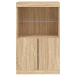 HKH Aparador Alto em derivados de Madeira, Vidro com Luzes Led 60,5 X 37 X 100 Cm - Carvalho Sonoma