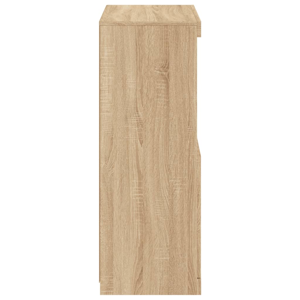 HKH Aparador Alto em derivados de Madeira, Vidro com Luzes Led 60,5 X 37 X 100 Cm - Carvalho Sonoma