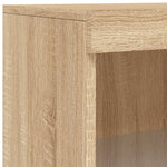 HKH Aparador Alto em derivados de Madeira, Vidro com Luzes Led 60,5 X 37 X 100 Cm - Carvalho Sonoma