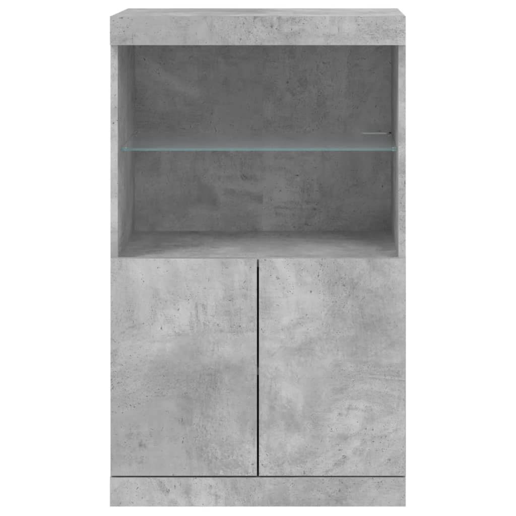 HKH Aparador Alto em derivados de Madeira, Vidro com Luzes Led 60,5 X 37 X 100 Cm - Cinzento-Cimento